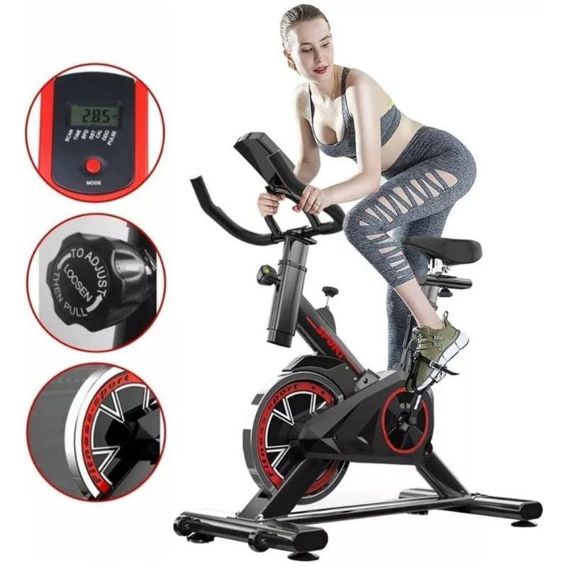 Bicicleta de Spinning KNakasaki com resistência magnética e capacidade de 150 kg, ideal para treinos intensos e silenciosos em casa.
