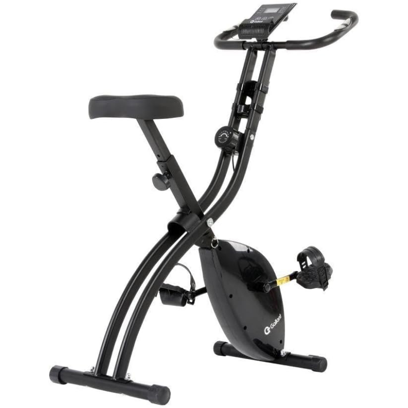 Bicicleta Ergométrica Vertical Gallant Elite Dobrável com resistência magnética e design compacto ideal para apartamentos pequenos.