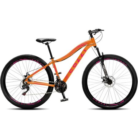 Bicicleta Colli Eudora Aro 29, quadro rebaixado alumínio, 21V Shimano Tourney e freios a disco.